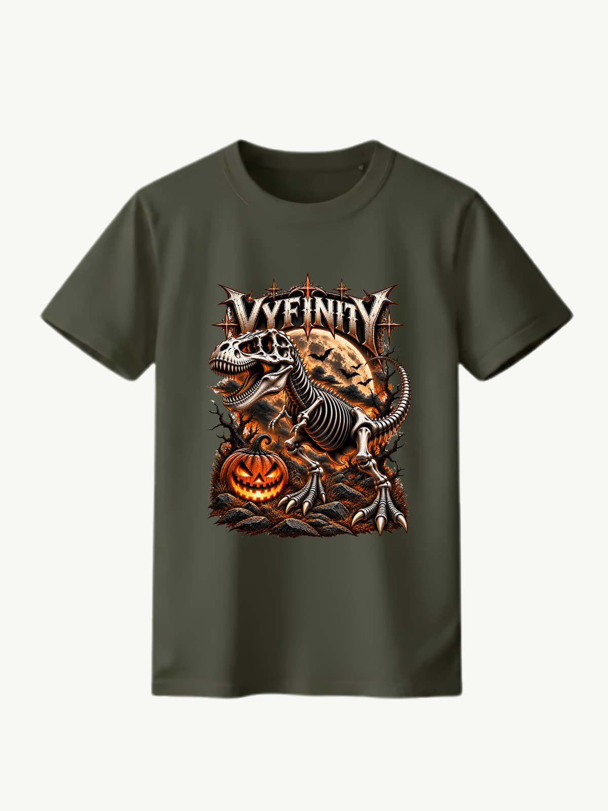 VYFINITY Dino T-Shirt – Dinosaurier Halloween Streetwear | Bio-Baumwolle