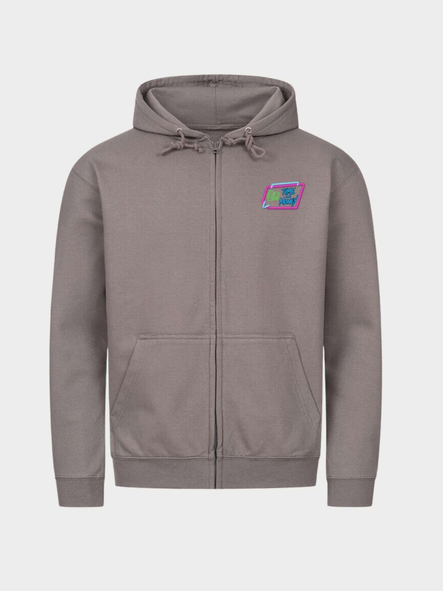 Einstein Hoodie Steel Grey Front – Streetwear Kapuzenpullover mit kleinem Time is Money Logo auf der Brust