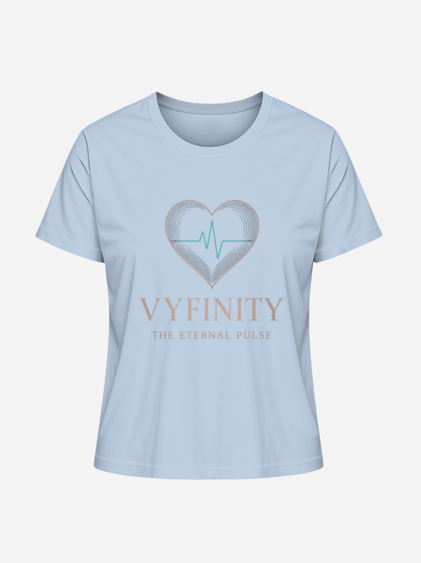 Vyfinity Damen T-Shirt in Blue Soul mit Herz- und Puls-Logo – Aufschrift „The Eternal Pulse“