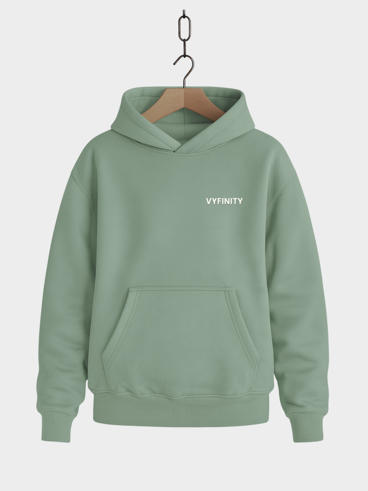 Vyfinity Hoodie in Farbe Aloe mit minimalistischem Logo auf der Brust, gemütlicher Kängurutasche und Kapuze – Unisex Streetwear im Oversized-Look für Alltag und Freizeit