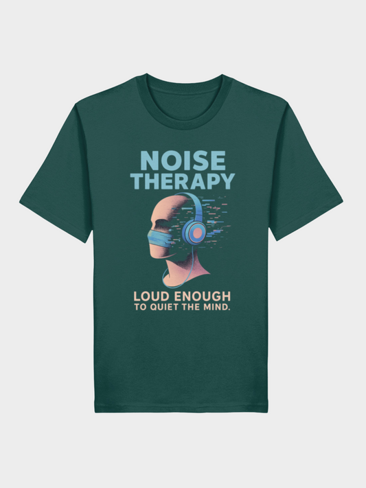 Vyfinity Noise Therapy T-Shirt Grün Forest Green – Unisex Shirt mit Front Print Noise Therapy Loud Enough to Quiet the Mind