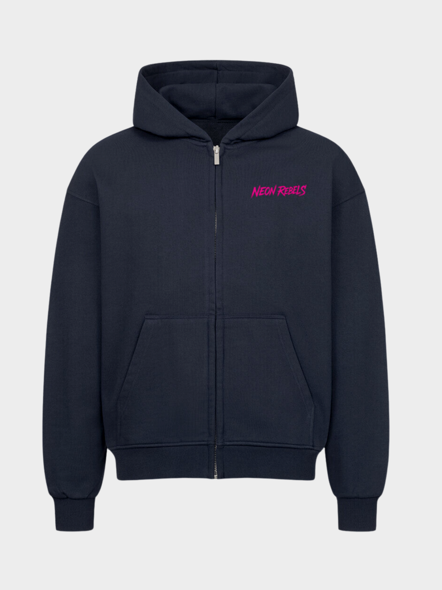 Vyfinity Zip Hoodie Neon Rebels Navy Blau mit kleinem Brustlogo Streetwear Kapuzenjacke