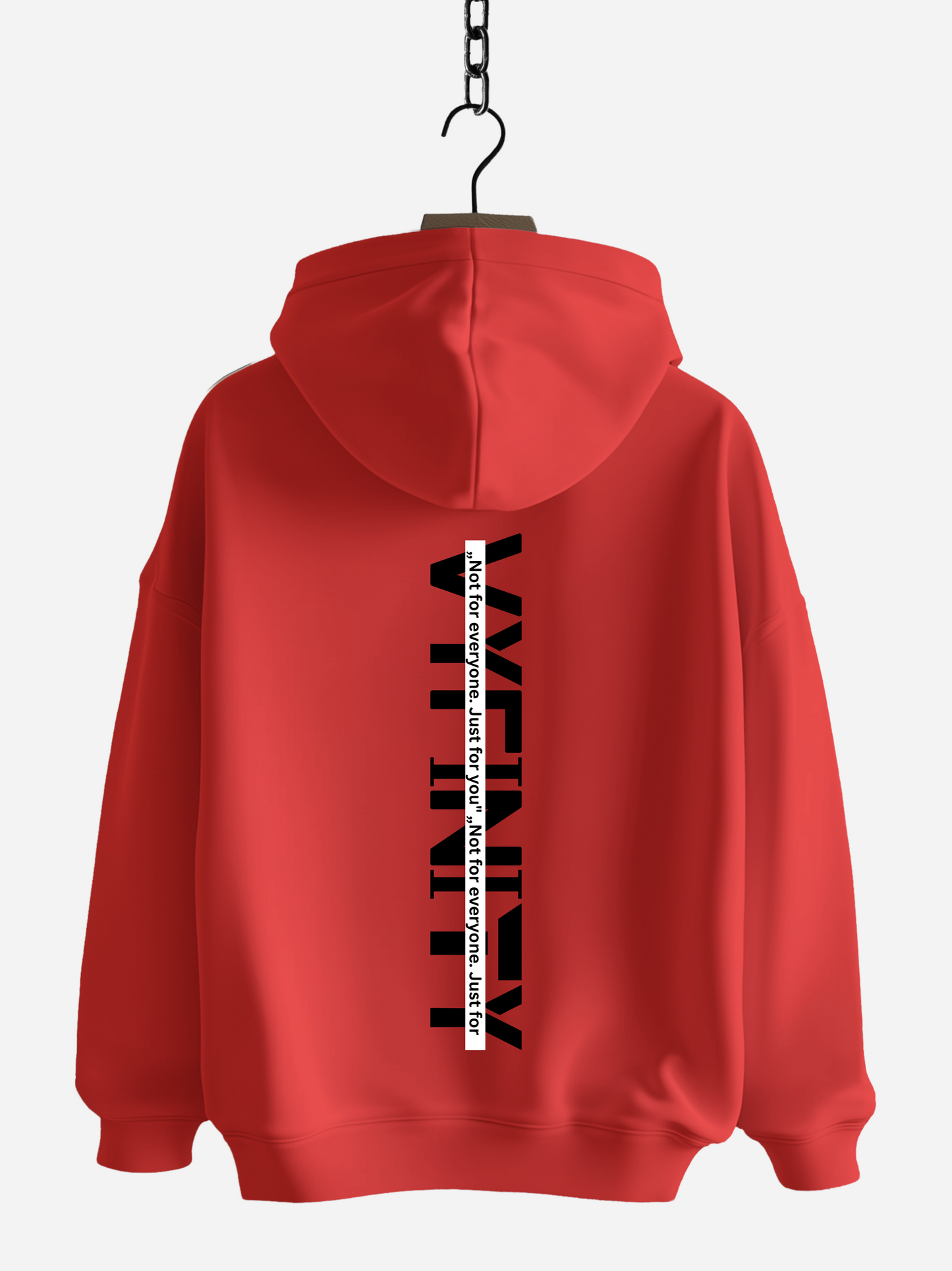 Vyfinity Zipper Hoodie Red – Unisex Kapuzenjacke in Rot mit großem schwarzen Vyfinity Rückendruck Streetwear Bold Statement