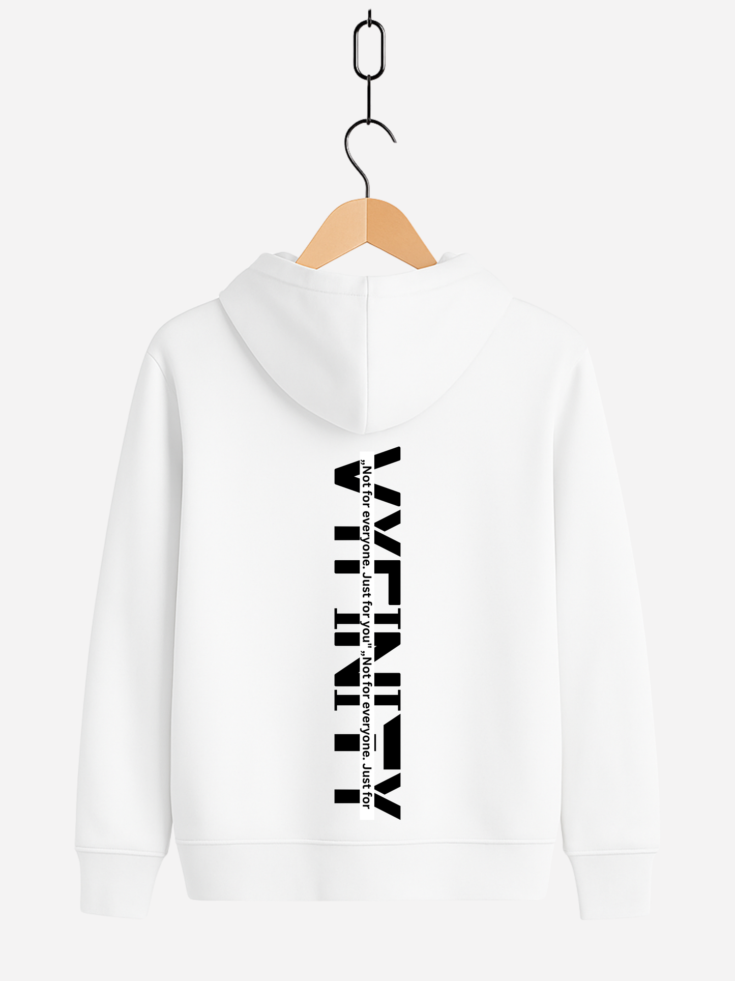 Vyfinity Zipper Hoodie Weiß – Unisex Kapuzenjacke mit schwarzem Vyfinity Backprint moderner Streetwear Stil