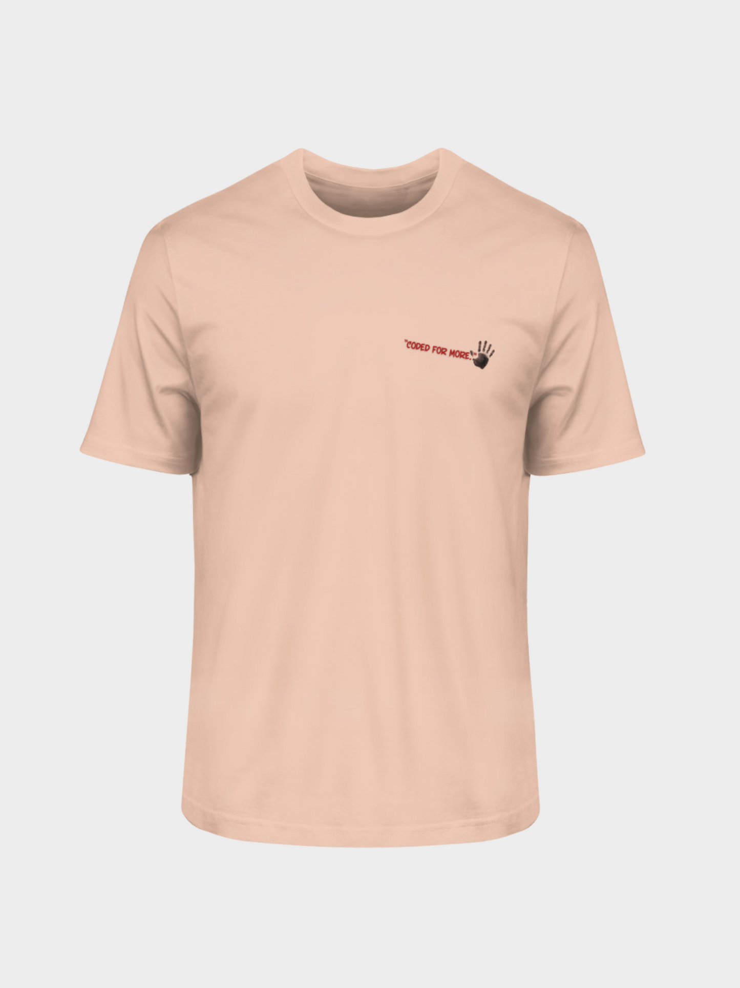 T-Shirt „Coded for More.“ – Handabdruck & Binärcode Design | Vyfinity®