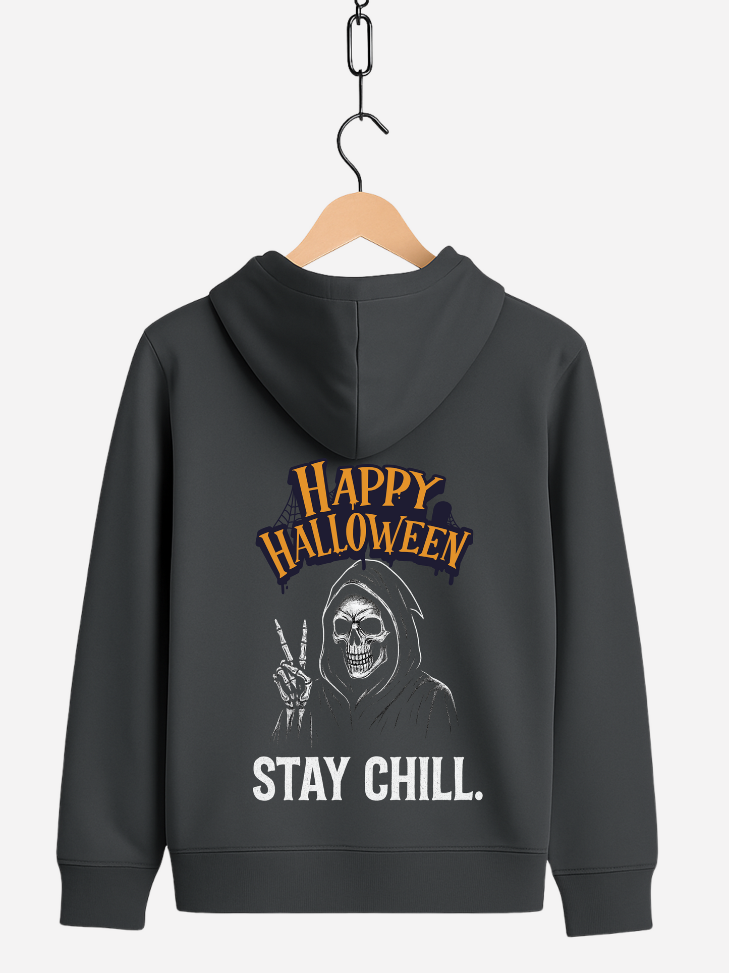 Happy Halloween Stay Chill Zipper Hoodie – Unisex Bio Baumwolle 350 GSM