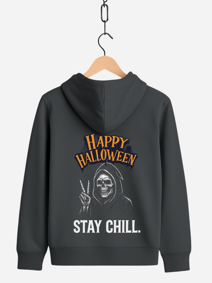 Happy Halloween Stay Chill Zipper Hoodie – Unisex Bio Baumwolle 350 GSM