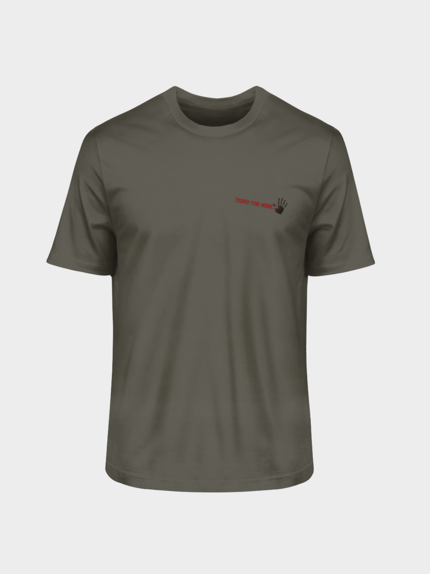 T-Shirt „Coded for More.“ – Handabdruck & Binärcode Design | Vyfinity®