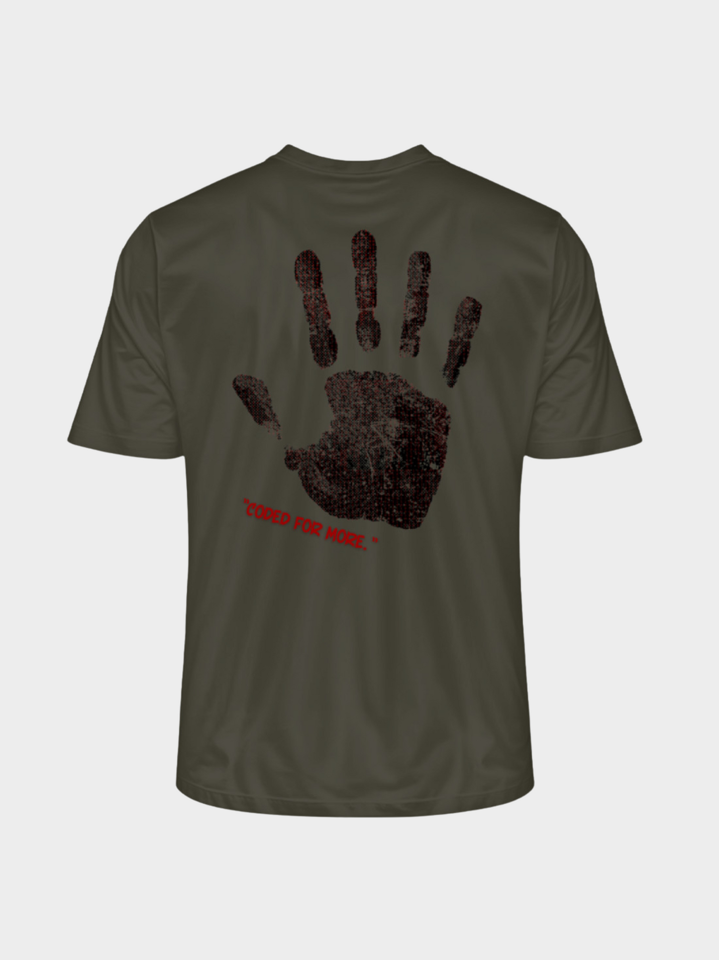 T-Shirt „Coded for More.“ – Handabdruck & Binärcode Design | Vyfinity®