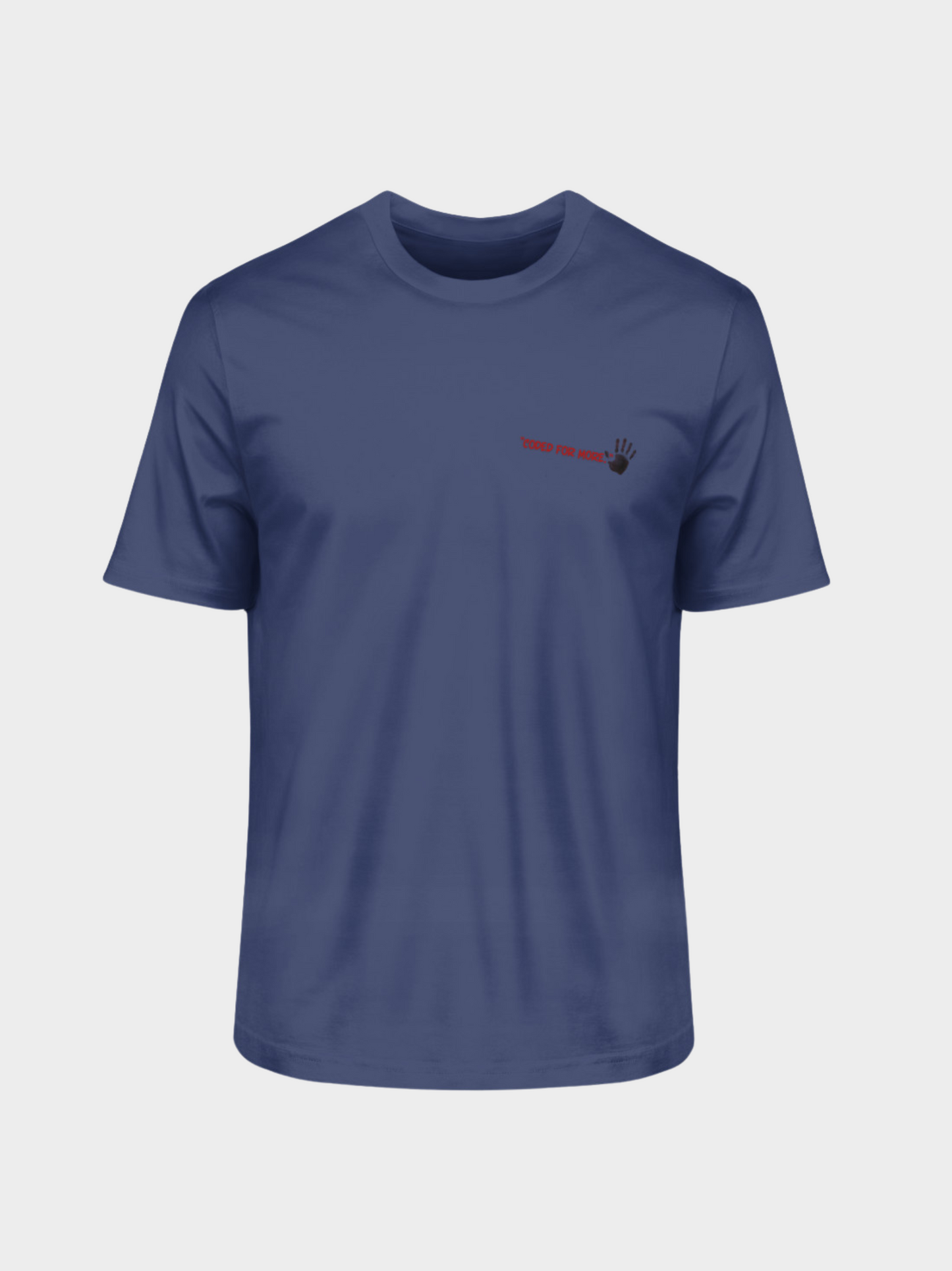T-Shirt „Coded for More.“ – Handabdruck & Binärcode Design | Vyfinity®