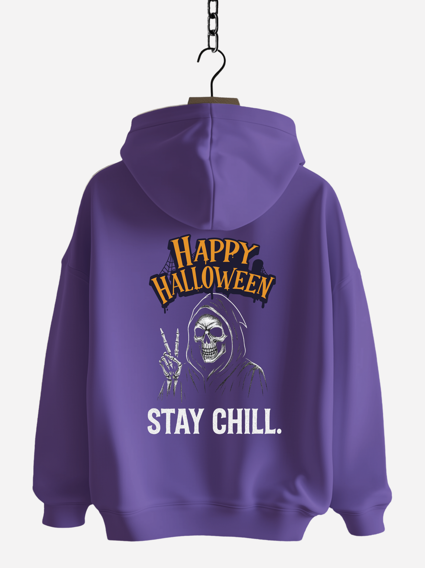 Happy Halloween Stay Chill Zipper Hoodie – Unisex Bio Baumwolle 350 GSM