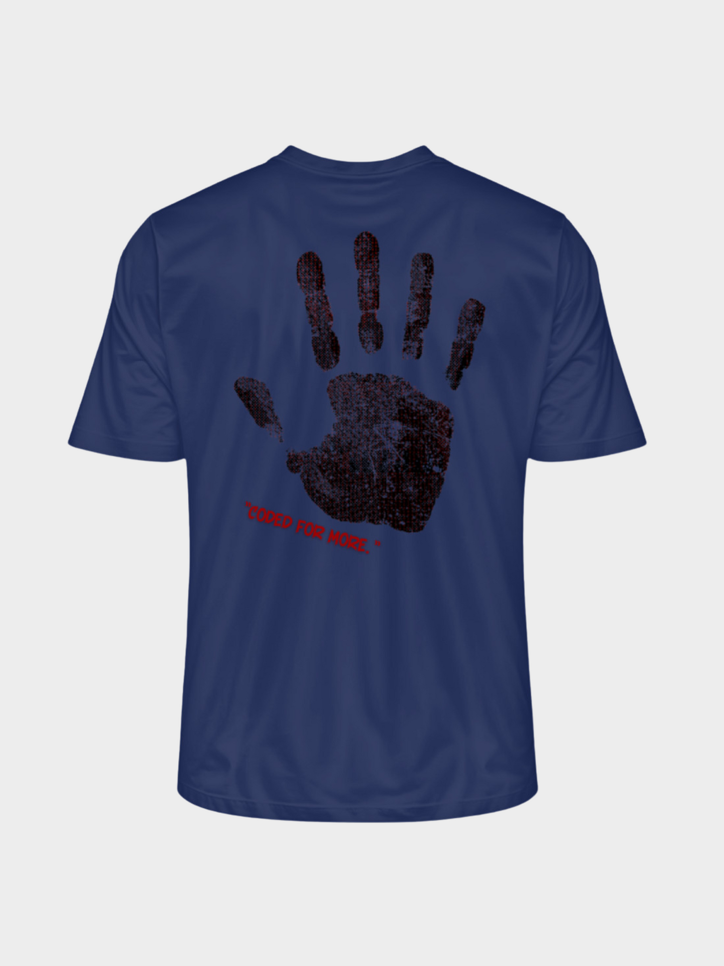 T-Shirt „Coded for More.“ – Handabdruck & Binärcode Design | Vyfinity®