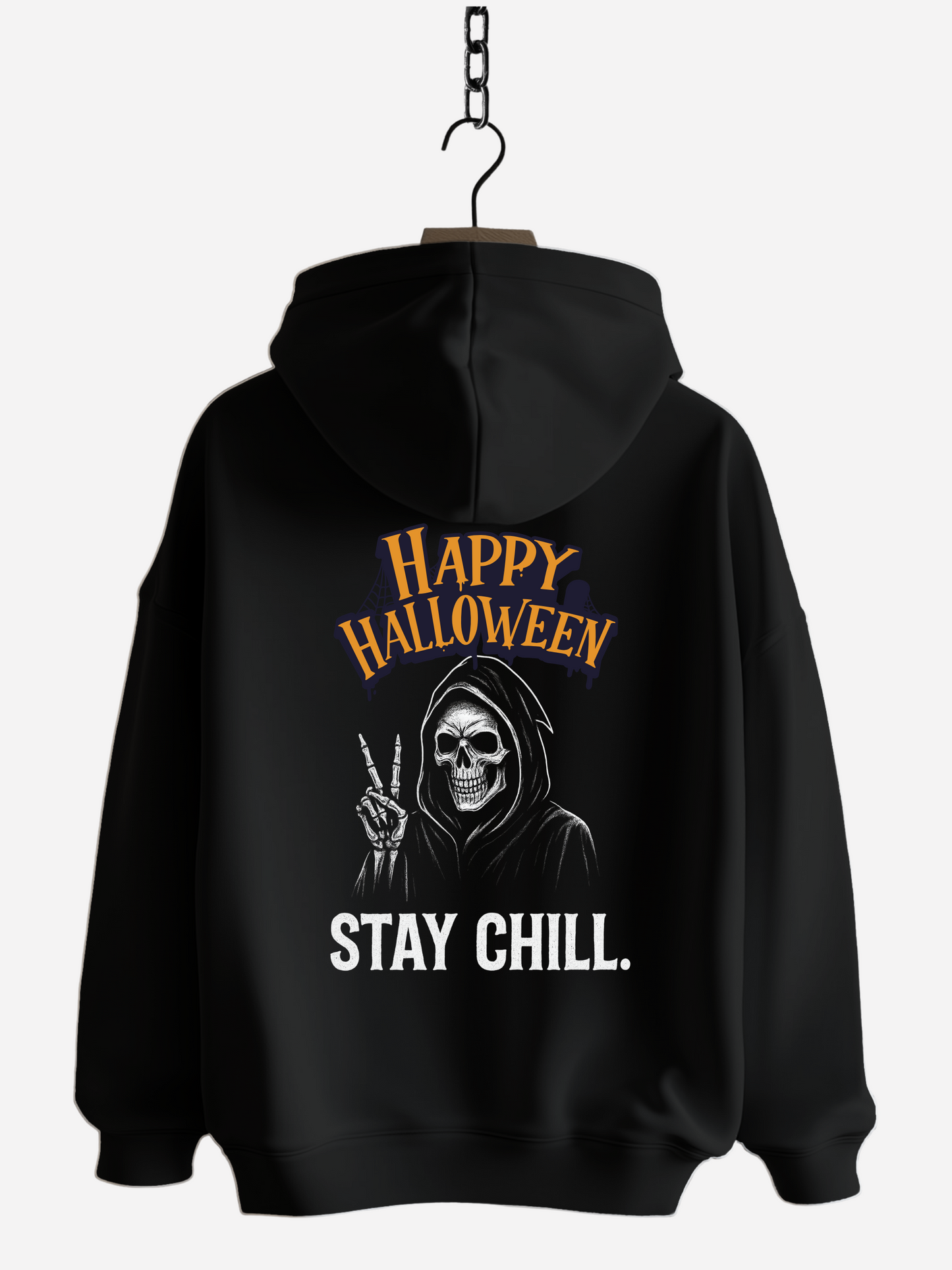 Happy Halloween Stay Chill Zipper Hoodie – Unisex Bio Baumwolle 350 GSM