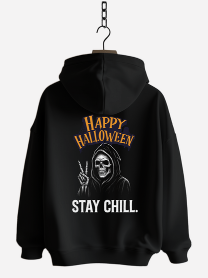 Happy Halloween Stay Chill Zipper Hoodie – Unisex Bio Baumwolle 350 GSM