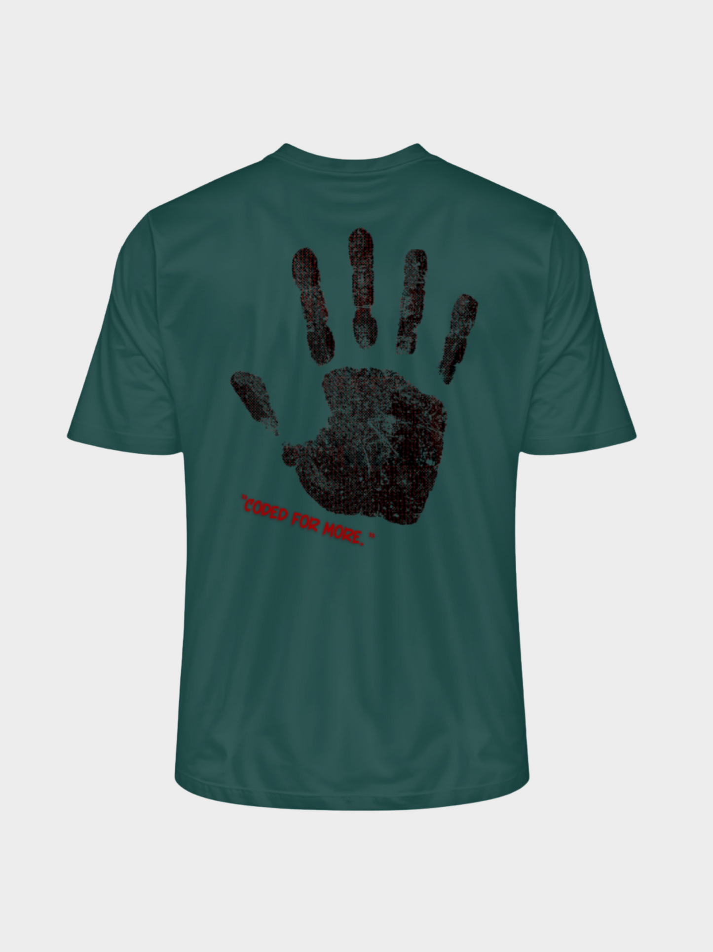 T-Shirt „Coded for More.“ – Handabdruck & Binärcode Design | Vyfinity®