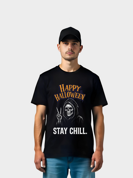 Happy Halloween Stay Chill T-Shirt – Bio Baumwolle Unisex Shirt