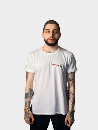 T-Shirt „Coded for More.“ – Handabdruck & Binärcode Design | Vyfinity®