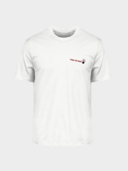 T-Shirt „Coded for More.“ – Handabdruck & Binärcode Design | Vyfinity®