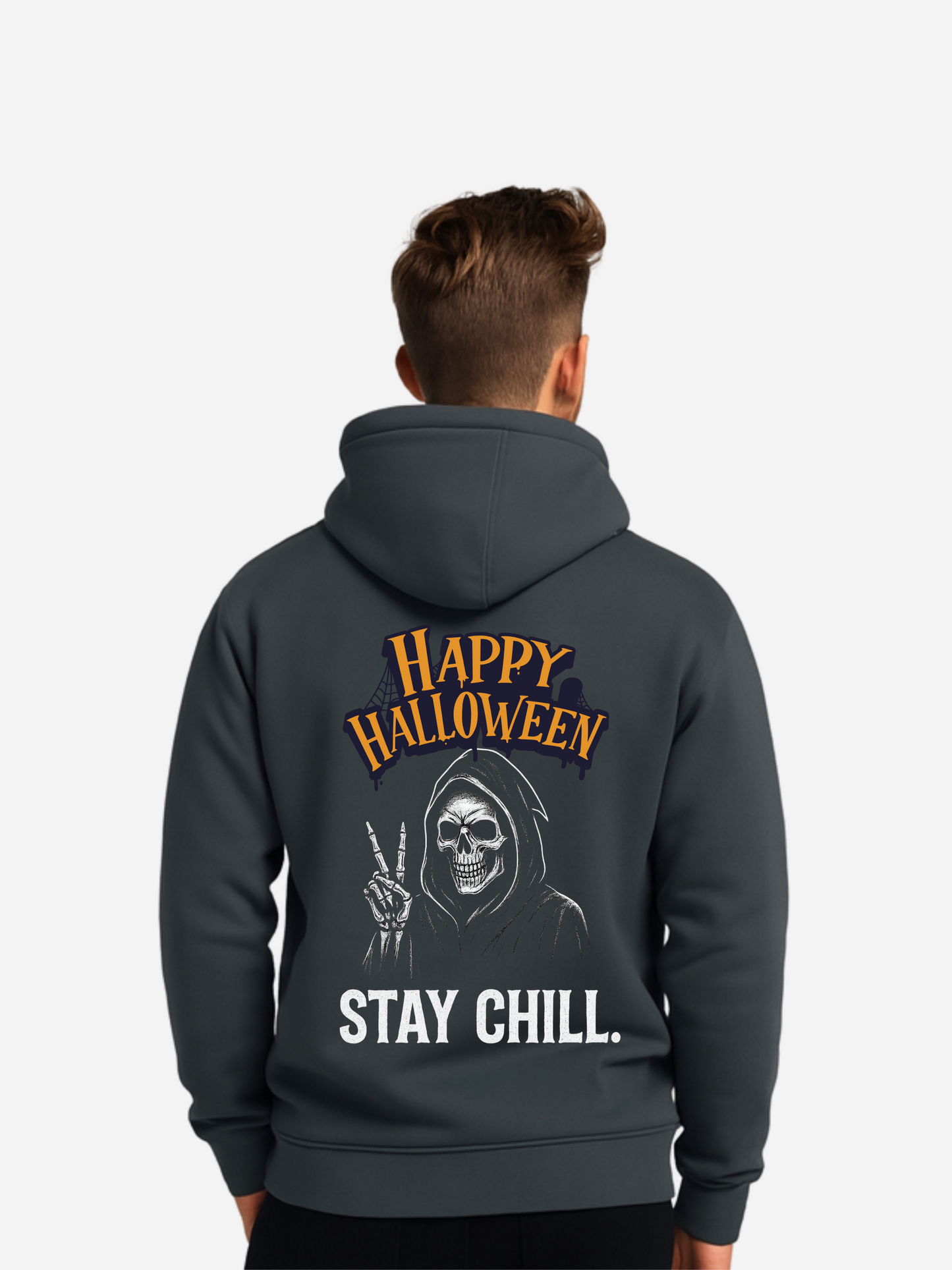 Happy Halloween Stay Chill Zipper Hoodie – Unisex Bio Baumwolle 350 GSM