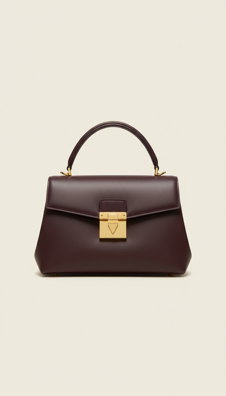 Statement-Handtasche aus Auberginen-Leder