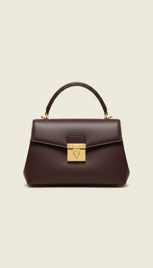 Statement-Handtasche aus Auberginen-Leder