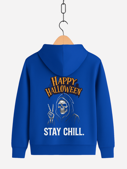 Happy Halloween Stay Chill Zipper Hoodie – Unisex Bio Baumwolle 350 GSM