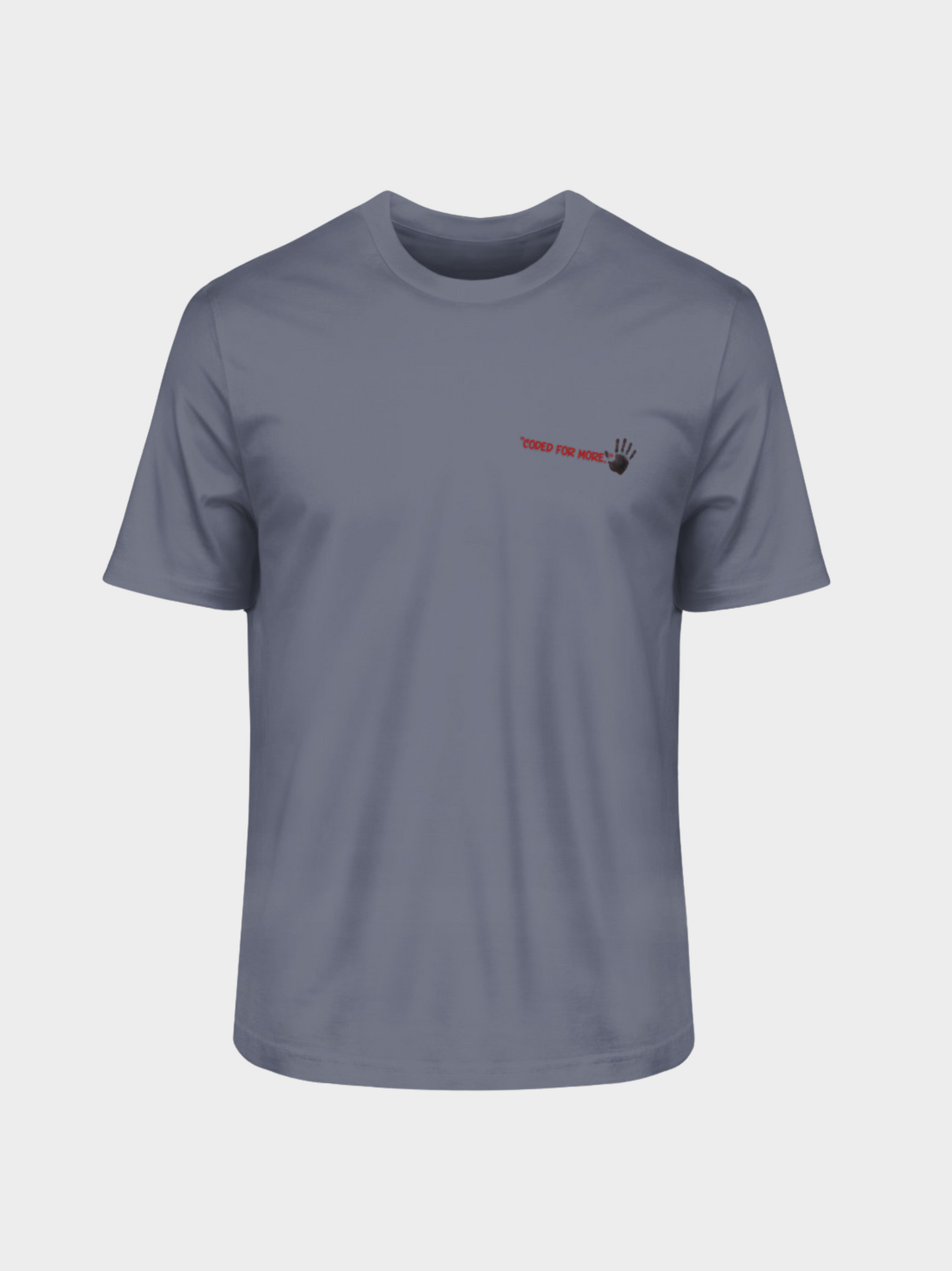 T-Shirt „Coded for More.“ – Handabdruck & Binärcode Design | Vyfinity®