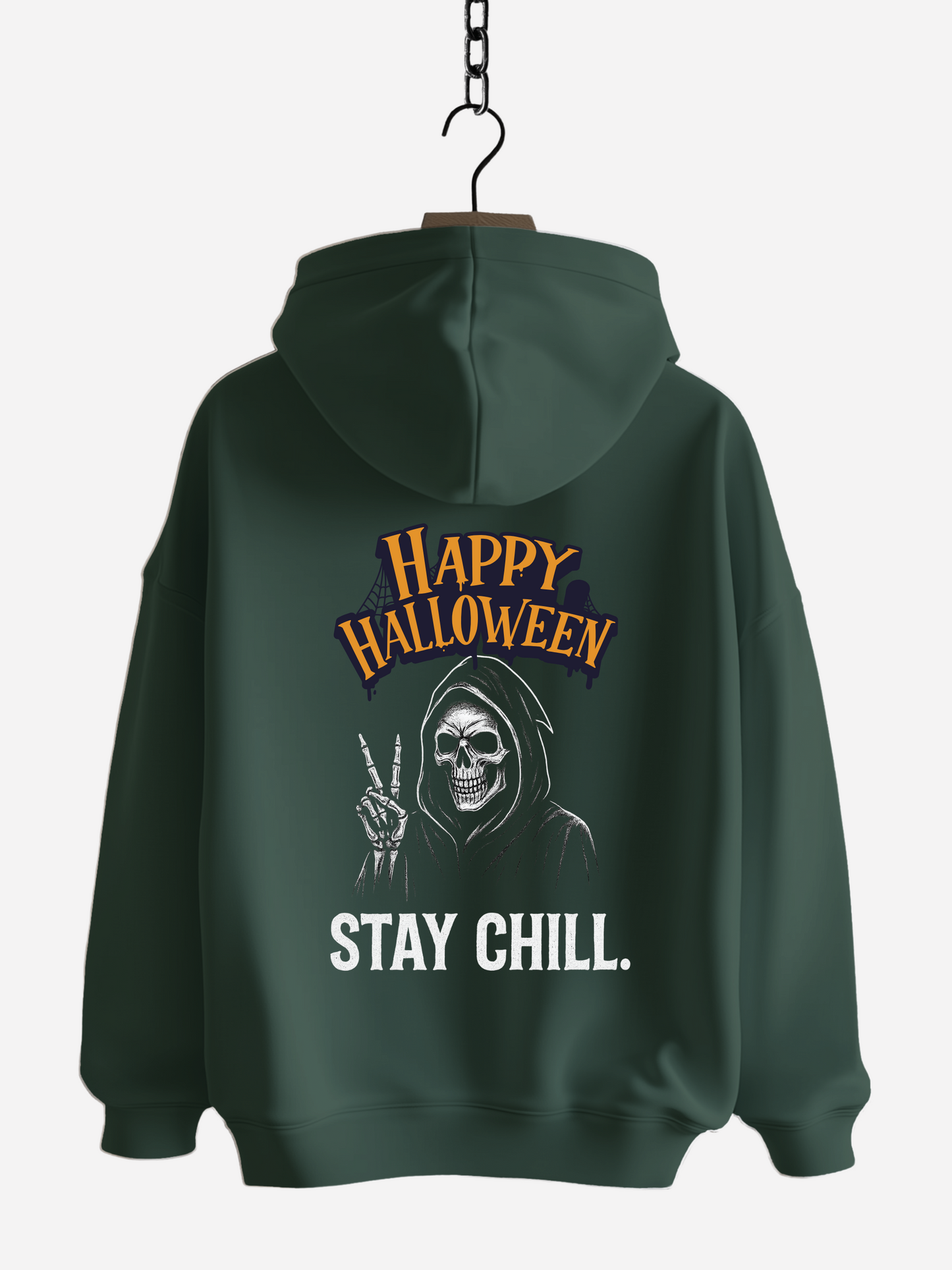 Happy Halloween Stay Chill Zipper Hoodie – Unisex Bio Baumwolle 350 GSM