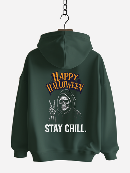 Happy Halloween Stay Chill Zipper Hoodie – Unisex Bio Baumwolle 350 GSM