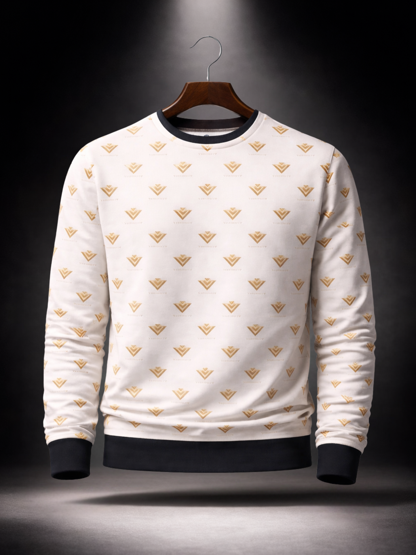 Vyfinity Luxury Alloverprint Sweatshirt – White Gold Edition
