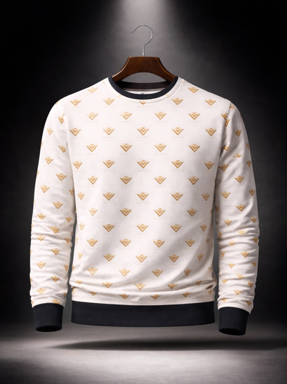 Vyfinity Luxury Alloverprint Sweatshirt – White Gold Edition