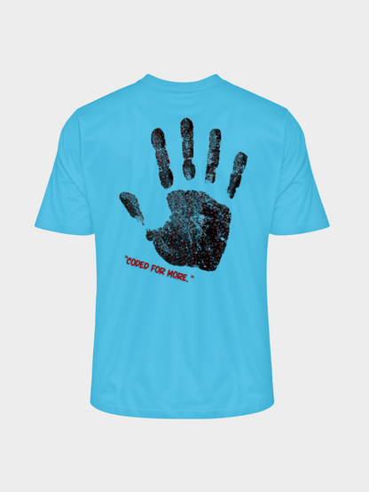 T-Shirt „Coded for More.“ – Handabdruck & Binärcode Design | Vyfinity®