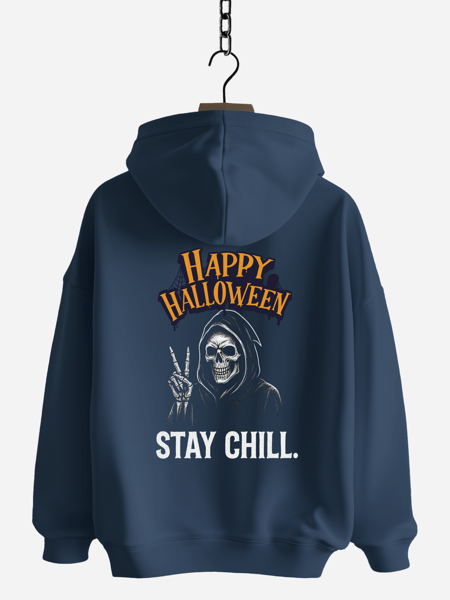 Happy Halloween Stay Chill Zipper Hoodie – Unisex Bio Baumwolle 350 GSM