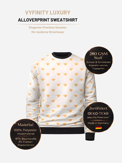 Vyfinity Luxury Alloverprint Sweatshirt – White Gold Edition