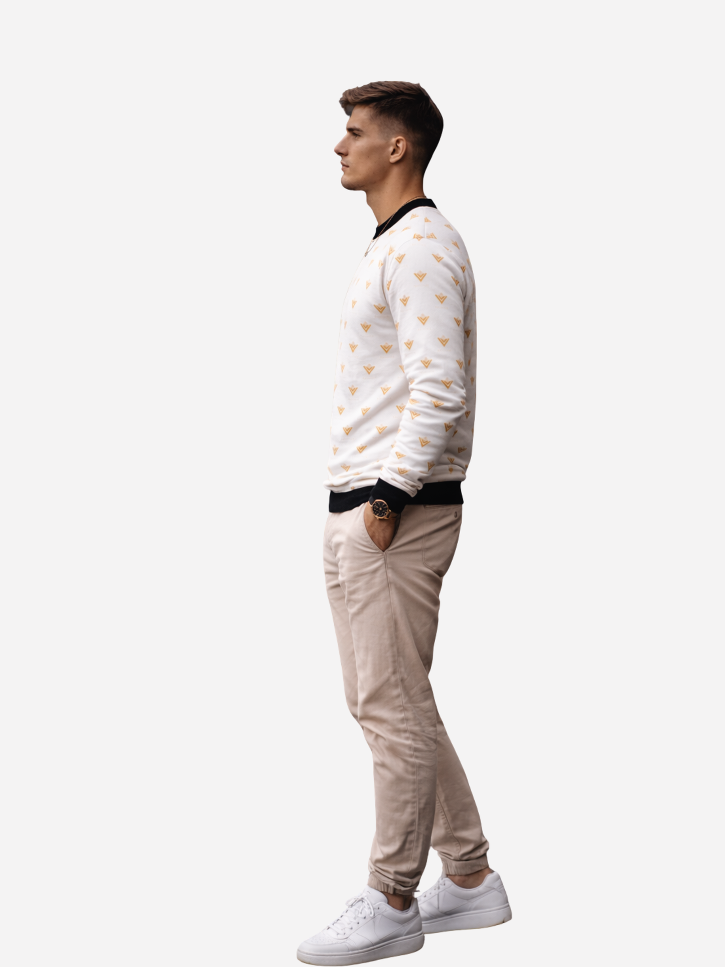 Vyfinity Luxury Alloverprint Sweatshirt – White Gold Edition