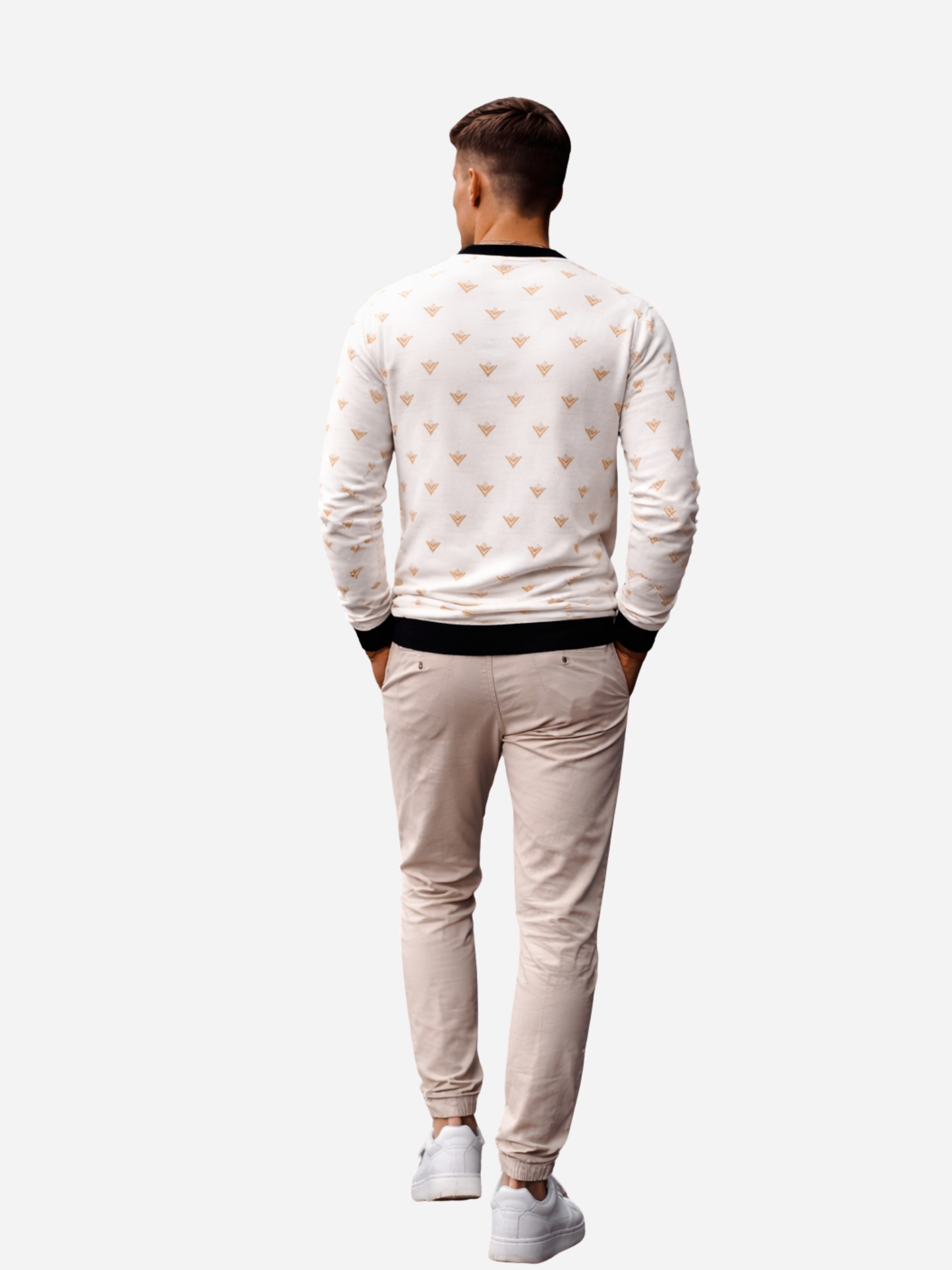 Vyfinity Luxury Alloverprint Sweatshirt – White Gold Edition