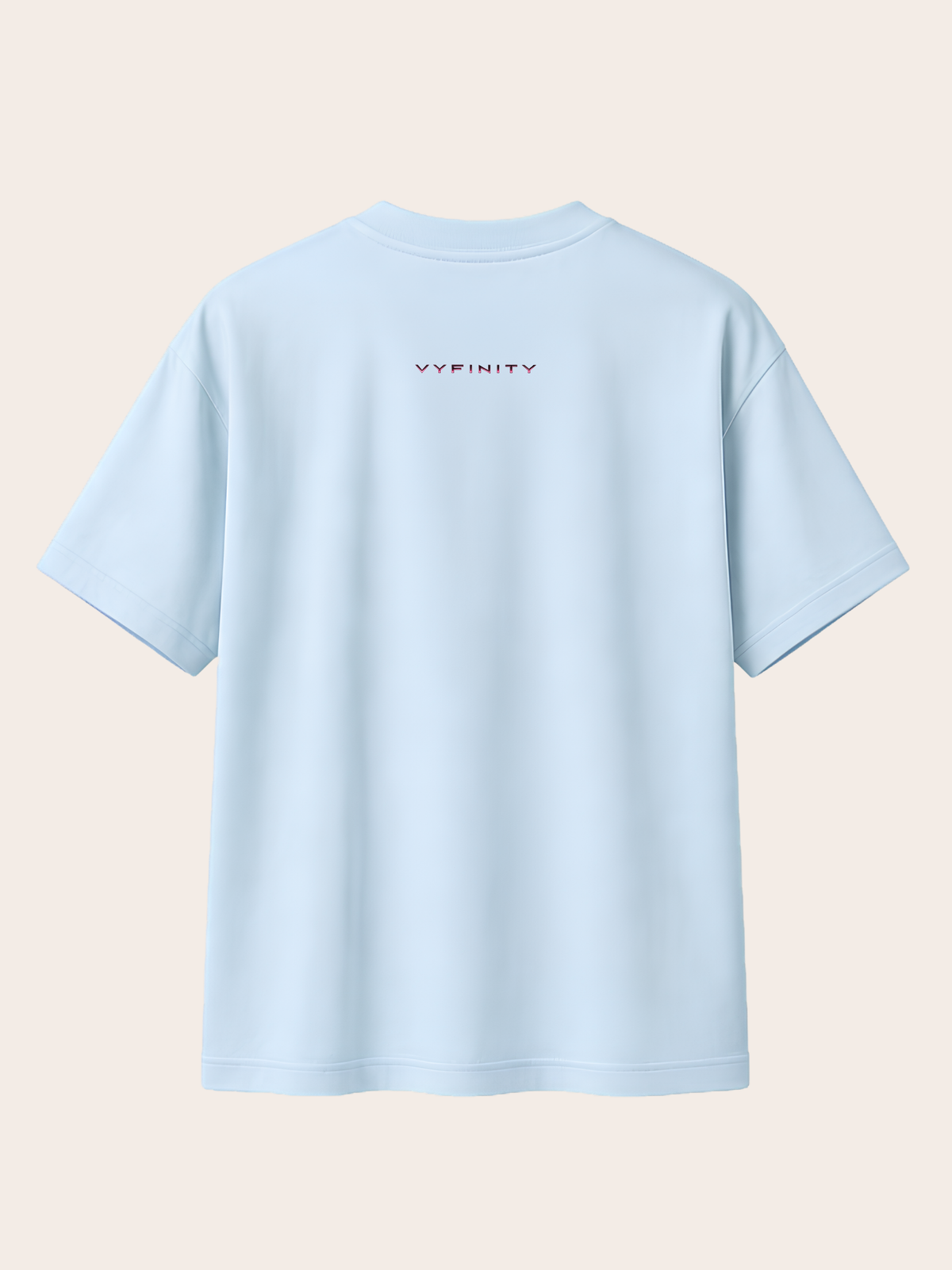 VYFINITY Control The Noise T-Shirt in Blue Ice – Rückansicht mit kleinem VYFINITY Logo im Nacken