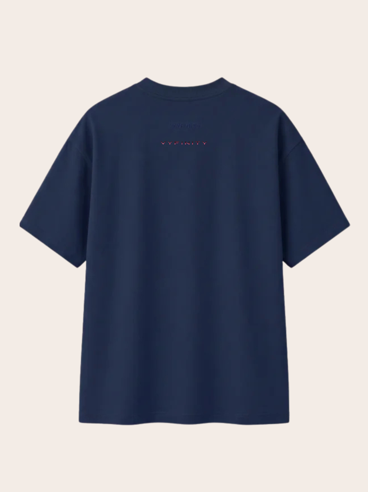 VYFINITY Control The Noise – Relaxed Fit T-Shirt 215 GSM – French Navy – Rückenansicht – VYFINITY Logo