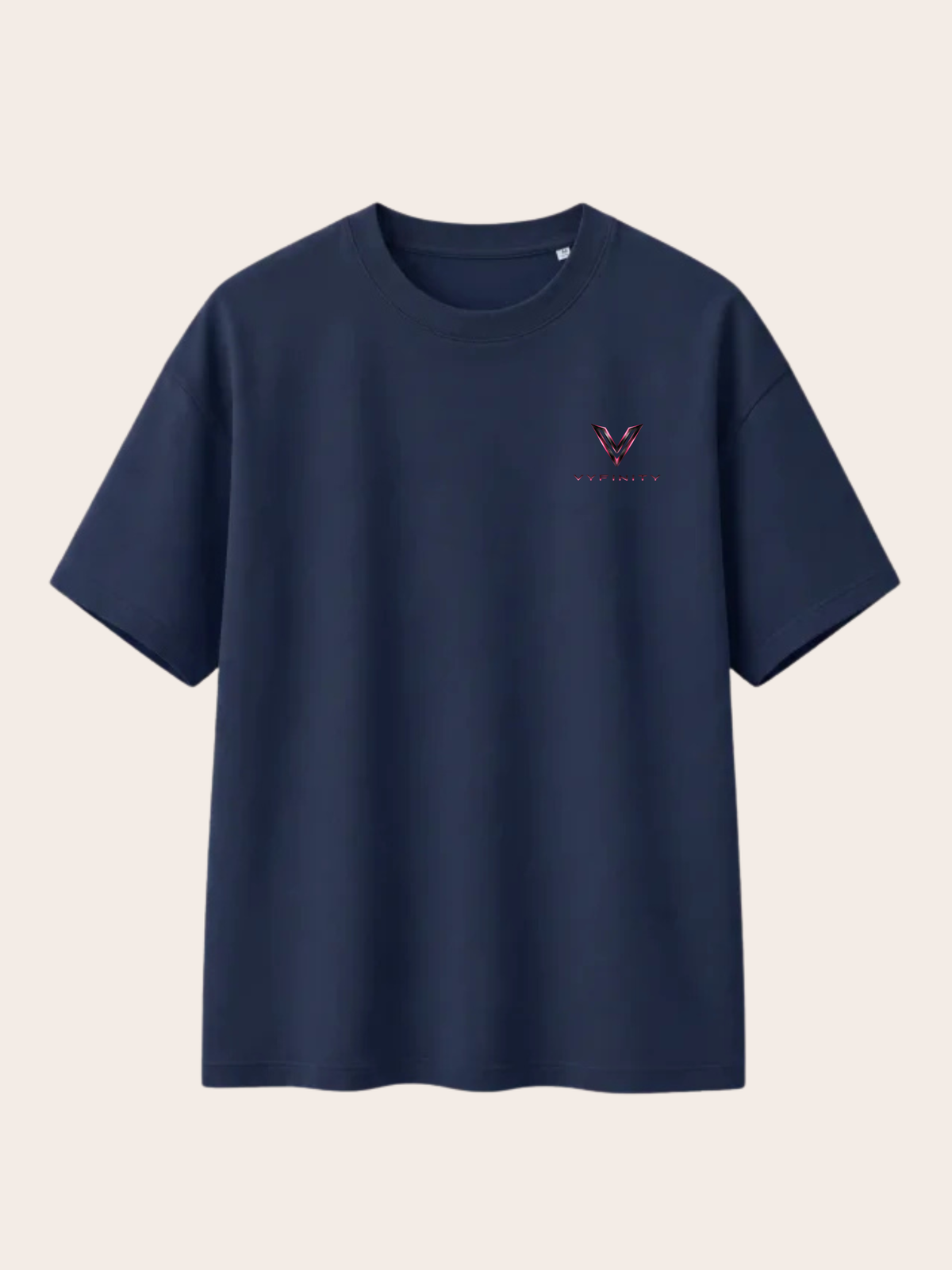 Vyfinity Control The Noise T-Shirt – French Navy – Relaxed Fit Heavy 215 GSM – Rückansicht mit großem Control The Noise Backprint