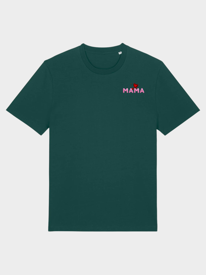 Vyfinity MAMA Herz Premium T-Shirt – Front Minimal & Rückenprint | 180 GSM Bio Baumwolle