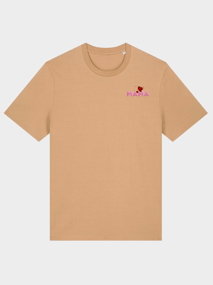 Vyfinity MAMA Herz Premium T-Shirt – Front Minimal & Rückenprint | 180 GSM Bio Baumwolle