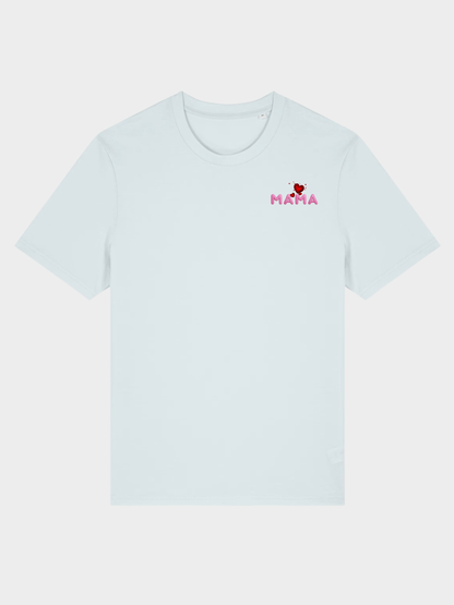Vyfinity MAMA Herz Premium T-Shirt – Front Minimal & Rückenprint | 180 GSM Bio Baumwolle