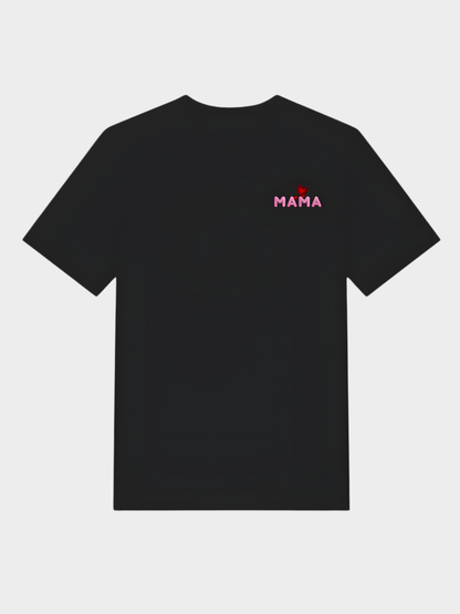 Vyfinity MAMA Herz Premium T-Shirt – Front Minimal & Rückenprint | 180 GSM Bio Baumwolle