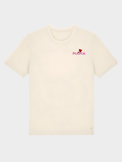 Vyfinity MAMA Herz Premium T-Shirt – Front Minimal & Rückenprint | 180 GSM Bio Baumwolle