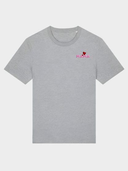 Vyfinity MAMA Herz Premium T-Shirt – Front Minimal & Rückenprint | 180 GSM Bio Baumwolle