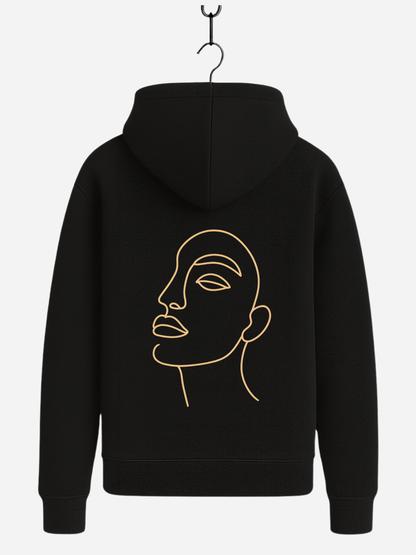 Vyfinity – Line Art Gesicht Hoodie Unisex (Organic 350 GSM)