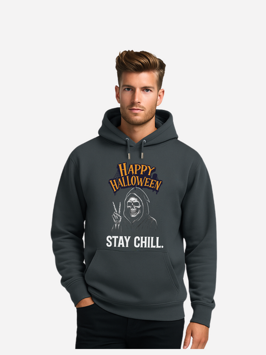 Happy Halloween Stay Chill Hoodie – Unisex Bio Baumwolle 350 GSM
