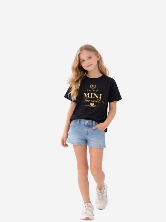 Vyfinity Mini Her World Kids Premium T-Shirt – Bio Baumwolle 155 GSM