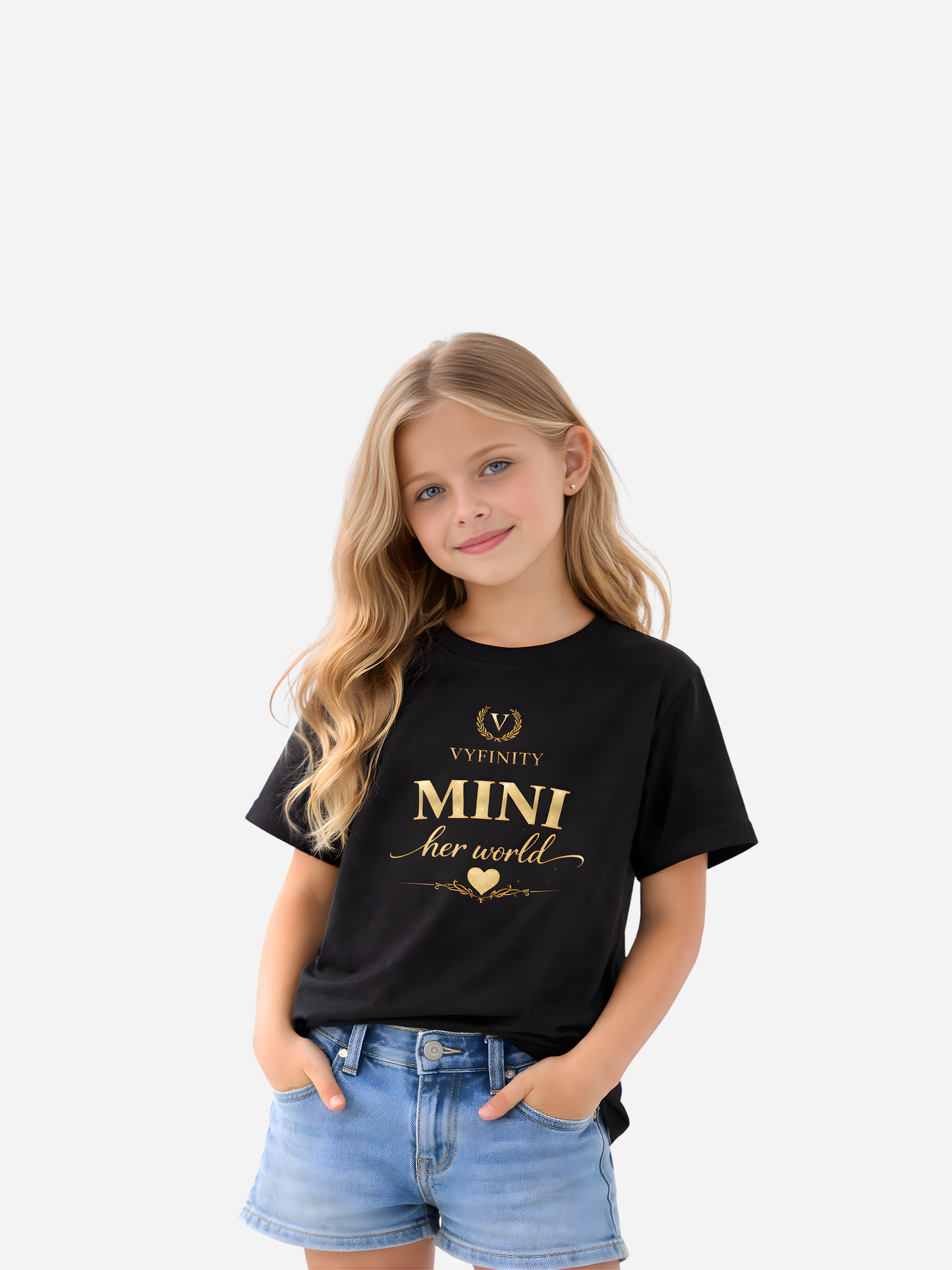 Vyfinity Mini Her World Kids Premium T-Shirt – Bio Baumwolle 155 GSM