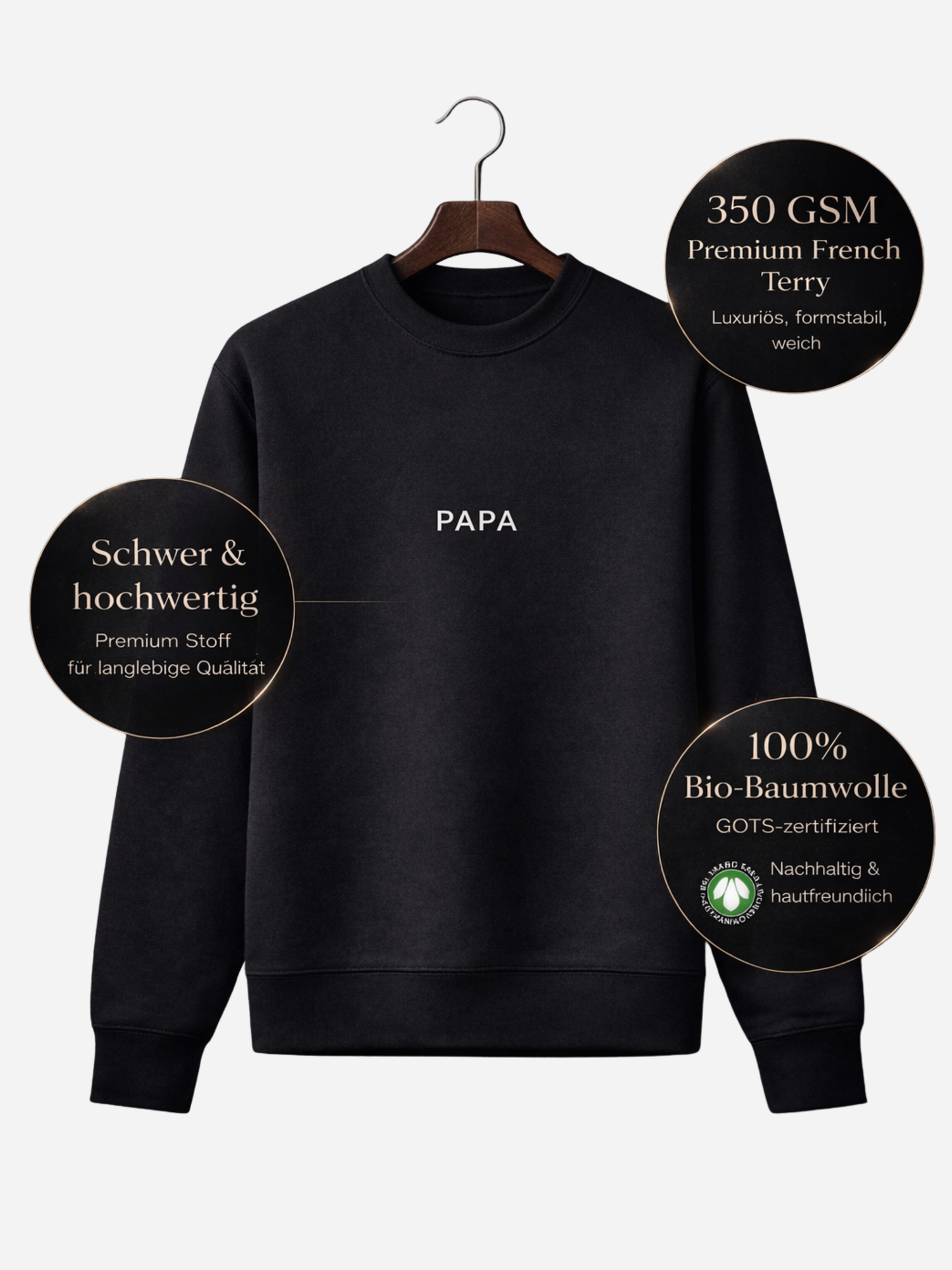 Papa Premium Sweatshirt – Organic Cotton 350 GSM | Minimalist Dad Sweater